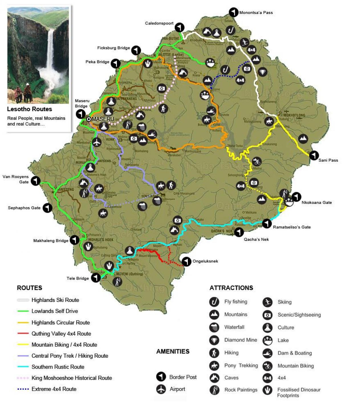harta e Lesoto turistike