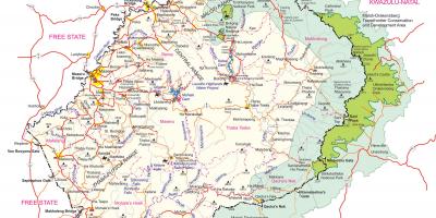 Harta e detajuar harta e Lesoto