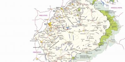 Harta e Lesoto postat kufitare